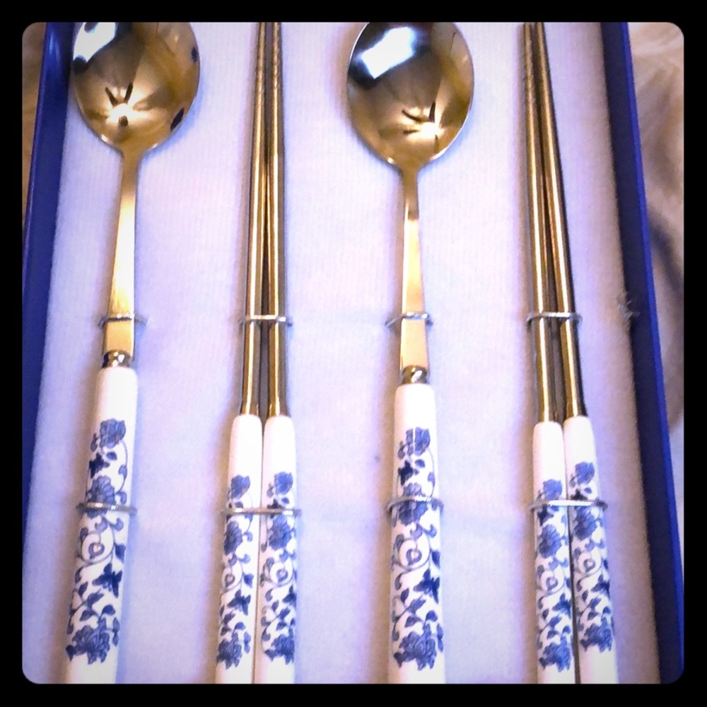 Elegant Chopstick and Spoon Set NWOT